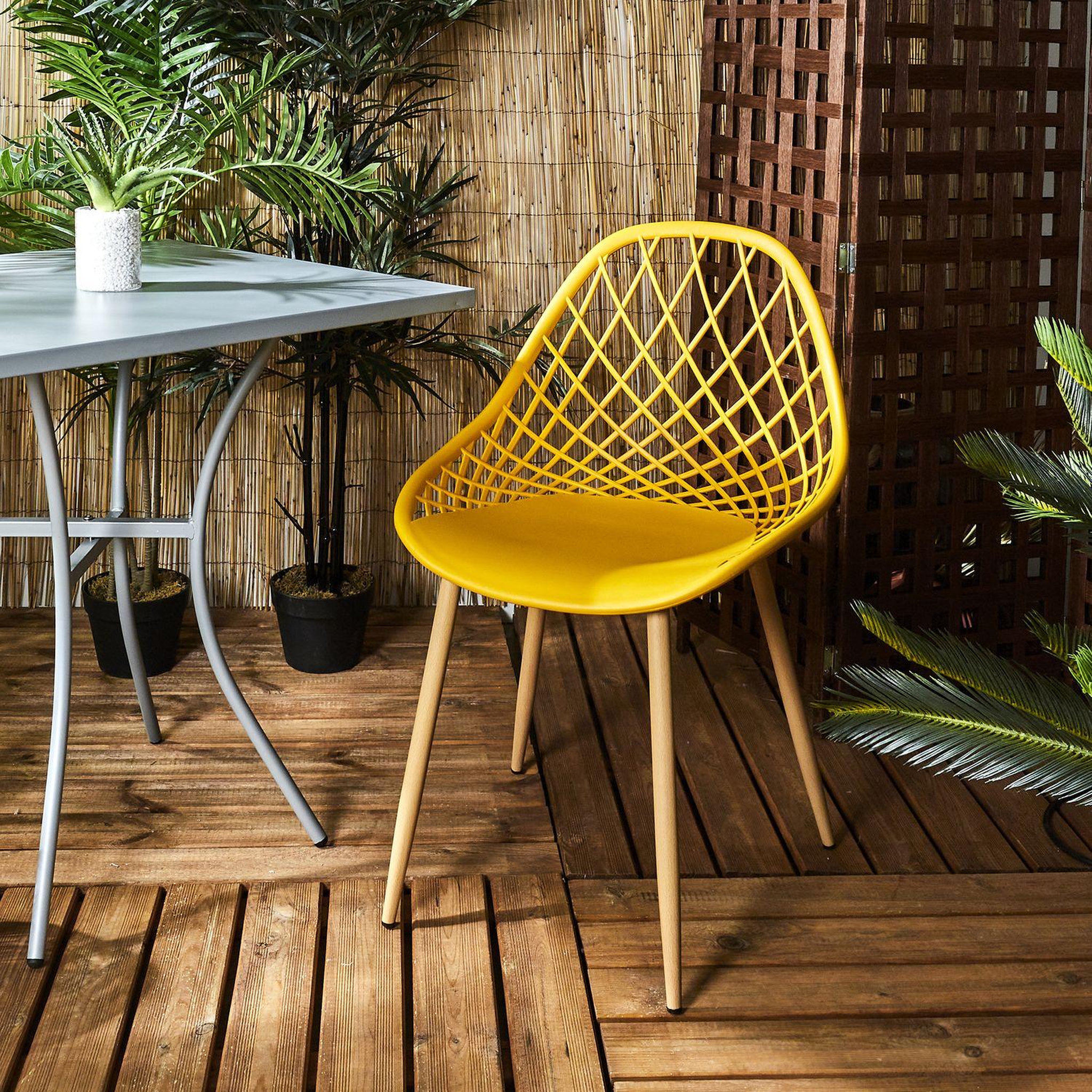 Voir la diapositive 3 : TOILINUX Lot de 4 chaises d'extérieur Malaga en polypropylène