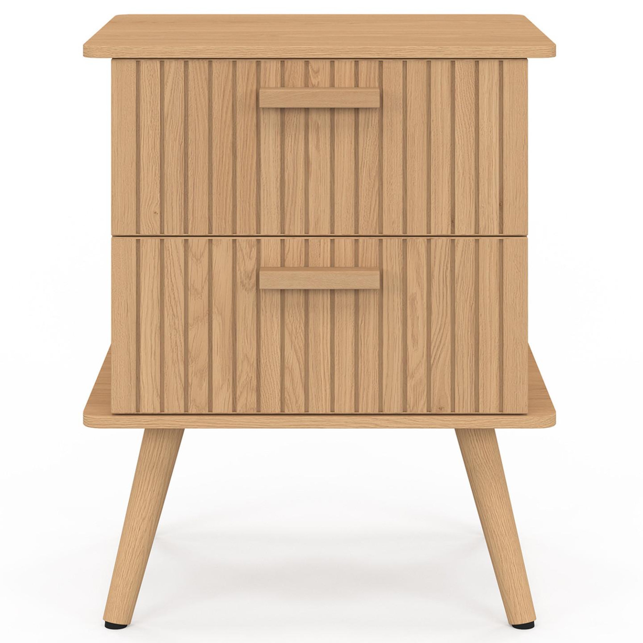 Voir la diapositive 3 : ID MARKET Lot de 2 tables de chevet juliette 2 tiroirs effet lattes tasseau bois