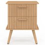 Voir la diapositive 3 : ID MARKET Lot de 2 tables de chevet JULIETTE 2 tiroirs effet lattes tasseau bois