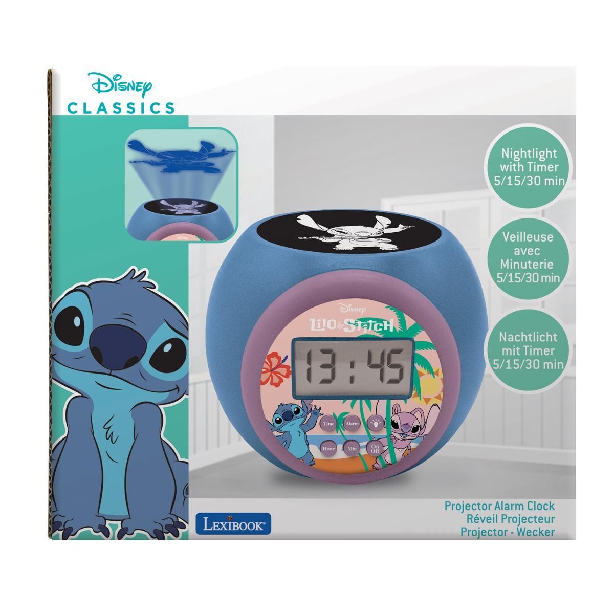 Lexibook Réveil Projecteur Stitch
