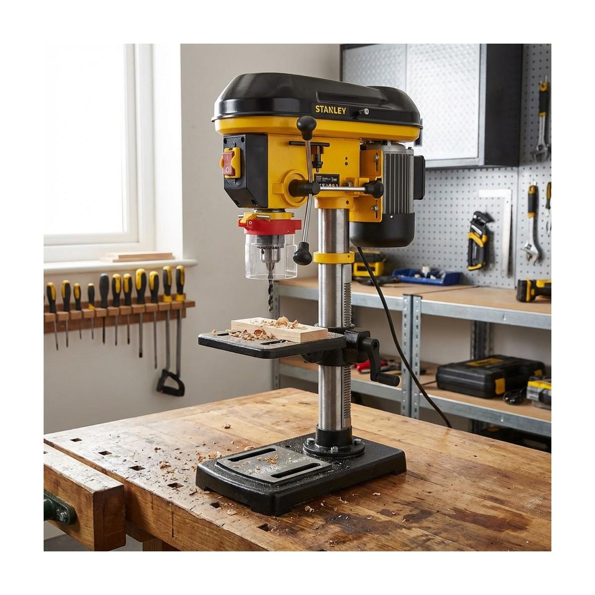 Voir la diapositive 2 : Stanley Perceuse à colonne d'établi 600w 9 vitesses mandrin 3 à 16mm stanley