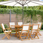 VIDAXL Chaises de jardin pliantes lot de 6 tissu et bois massif