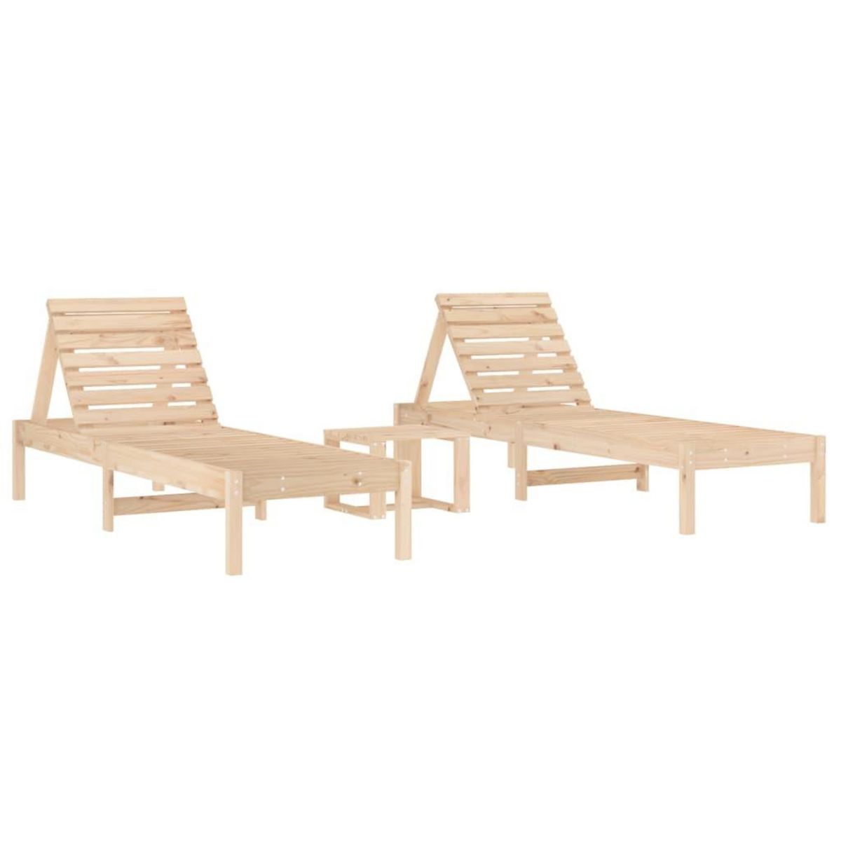 VIDAXL Chaises longues lot de 2 avec table bois massif de pin