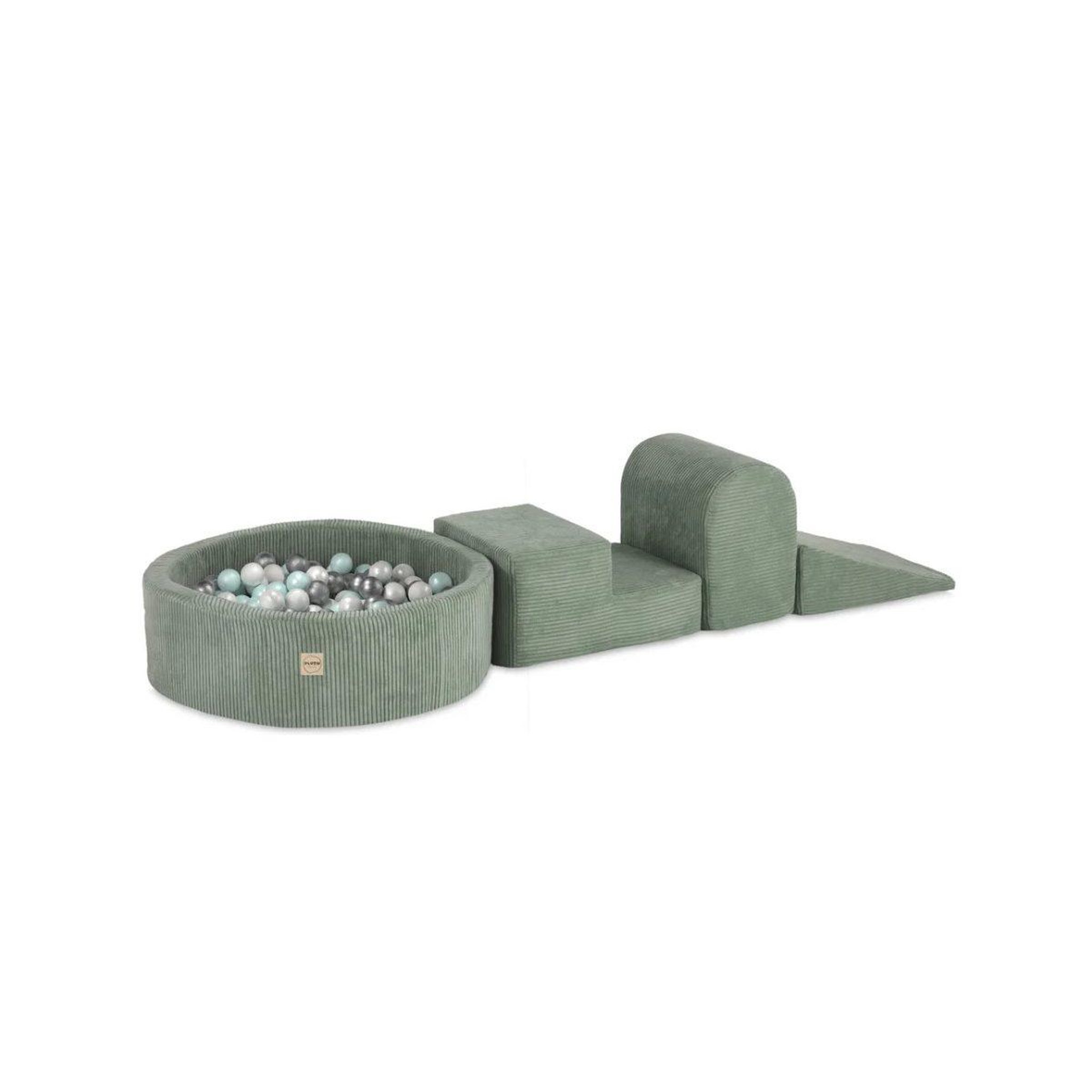 PLUSH NEST Aire de jeux 3 éléments + piscine 90x30 + 200 balles vert