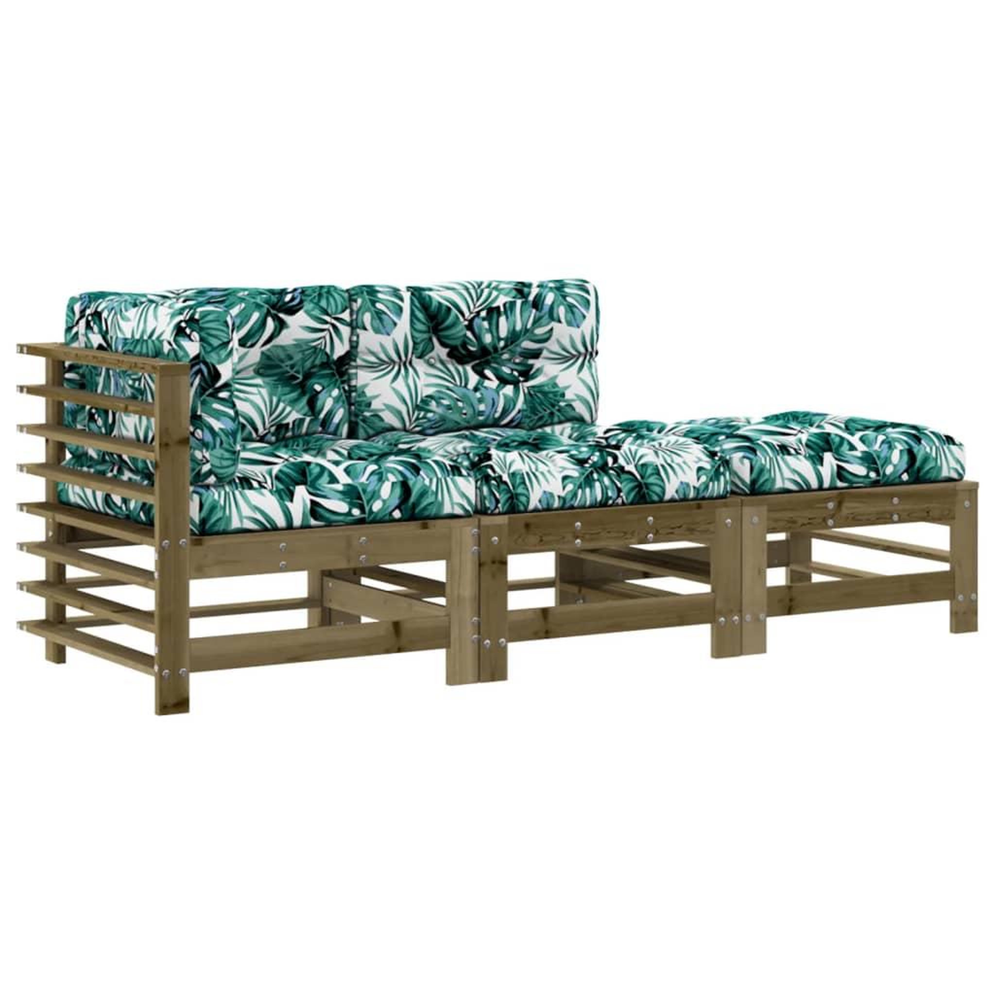 Voir la diapositive 2 : VIDAXL Salon de jardin 3 pcs avec coussins bois de pin impregne