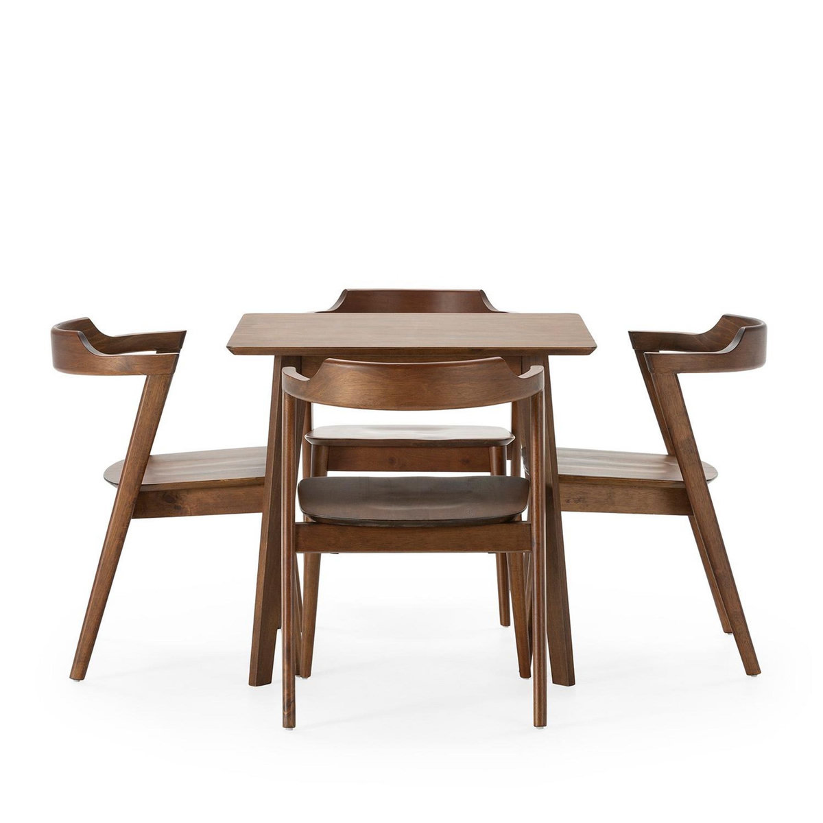 VS VENTA-STOCK Ensemble table 80x80 cm et 4 chaises de salle à manger Venus Noyer