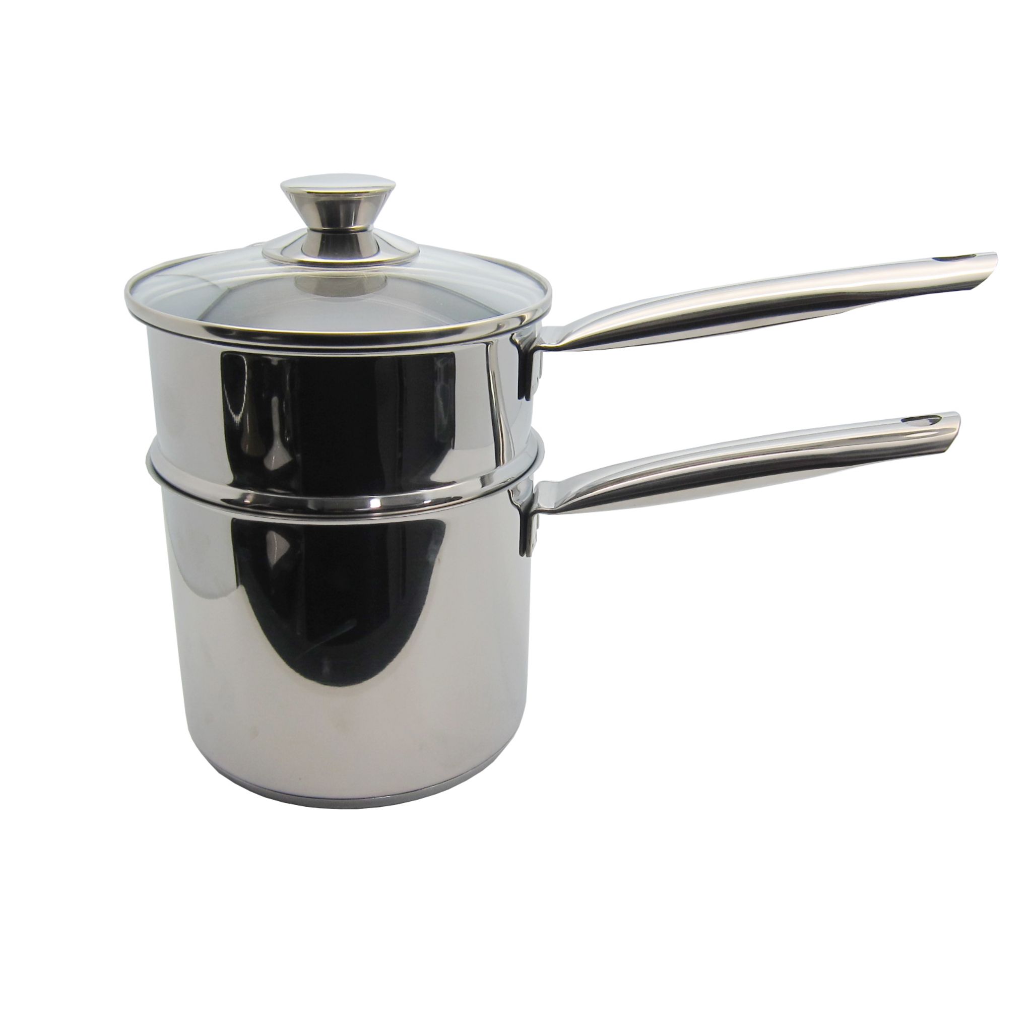 Casserole Bain-marie En Inox 1.2L - Double Paroi - Pour Chauffer Le Lait Sans Brûler - Avec Sifflet - Poignée Plastique - 11