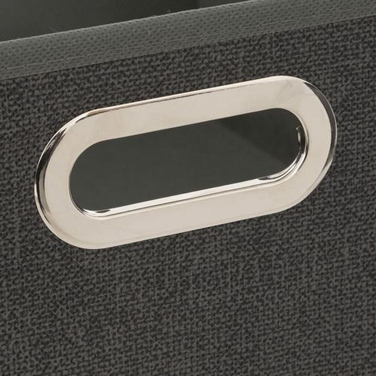 TOILINUX Lot de 2 Boites de rangement en tissu l.31 x h. 15 cm - Gris foncé chiné