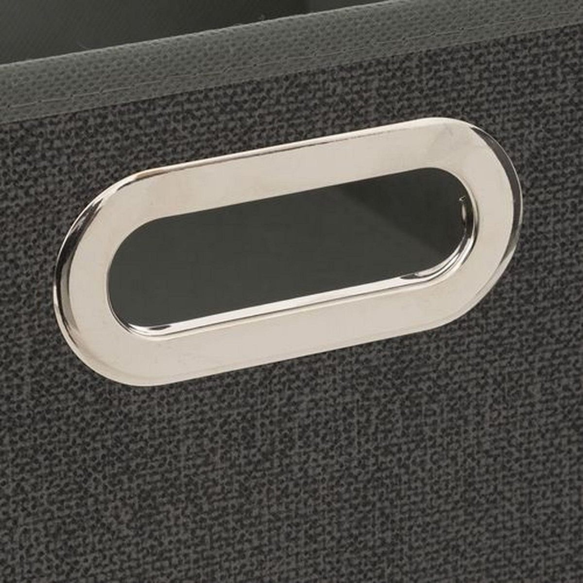 TOILINUX Lot de 2 Boites de rangement en tissu l.31 x h. 15 cm - Gris foncé chiné