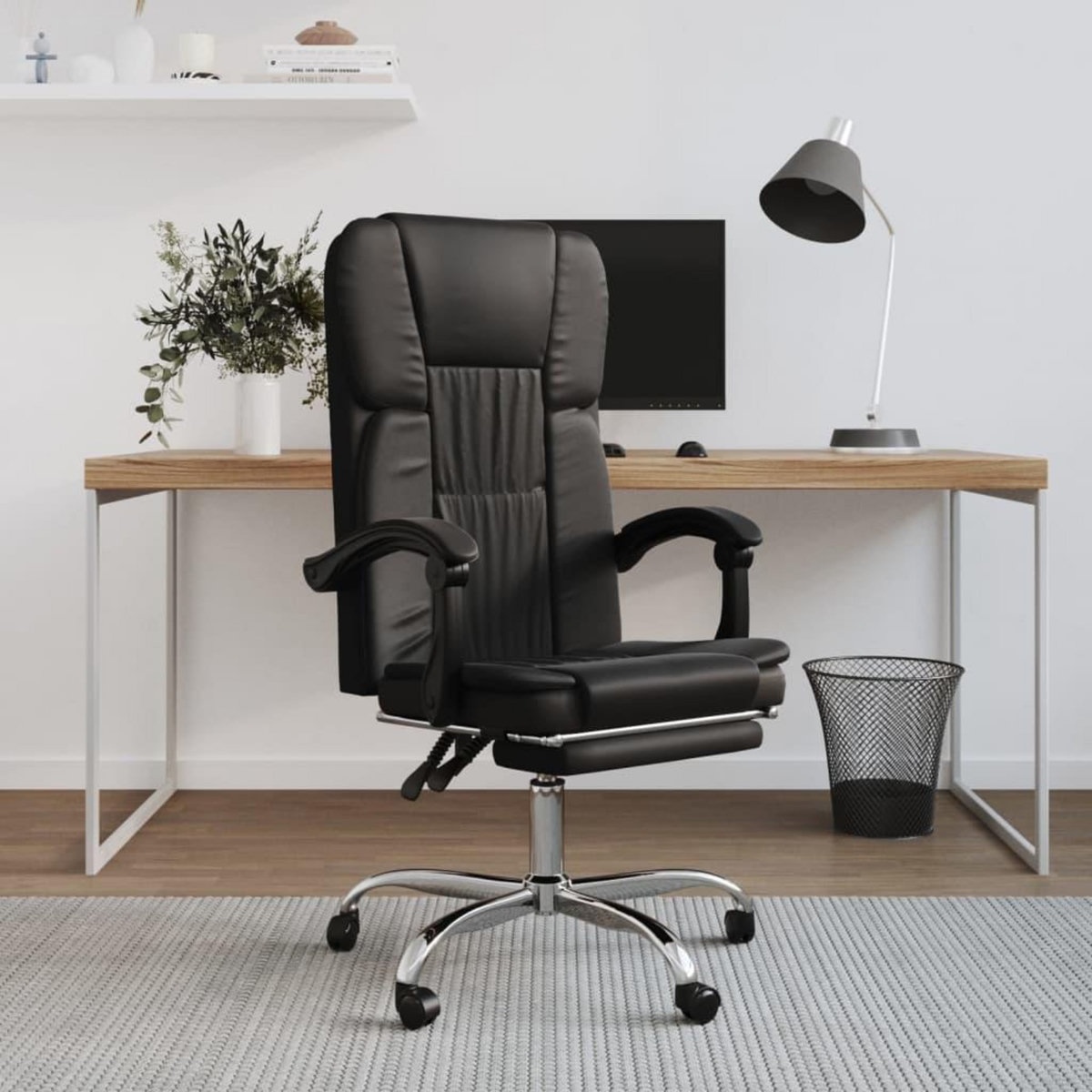VIDAXL Fauteuil inclinable de bureau Noir Similicuir