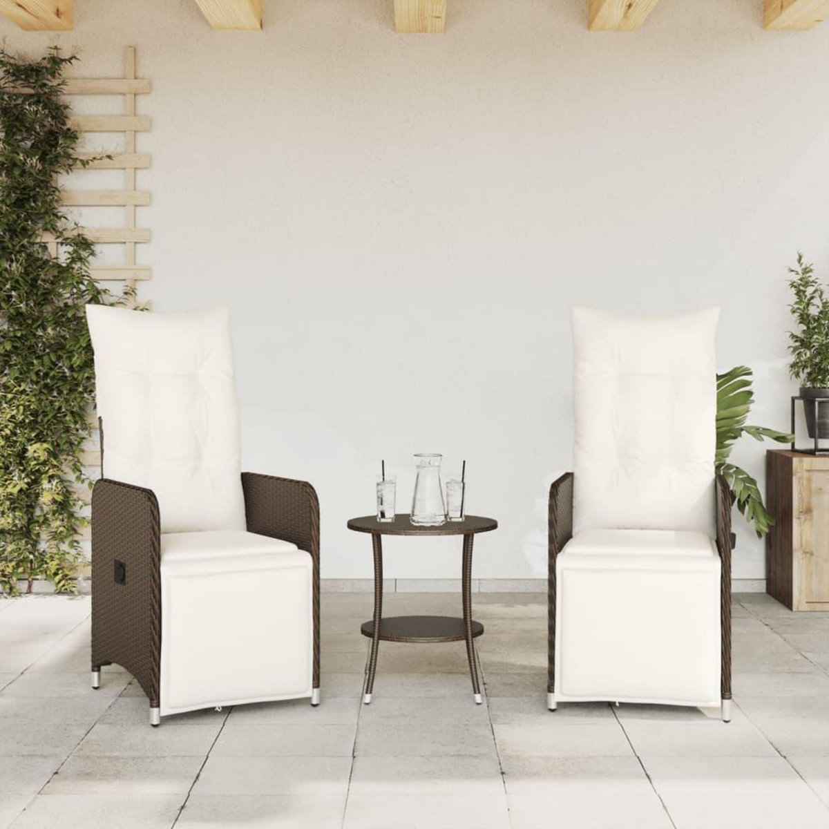 VIDAXL Chaises de jardin inclinables lot de 2 et table resine tressee