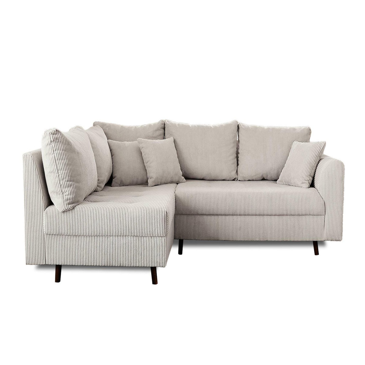 LISA DESIGN Rune - canapé d'angle gauche - 4 places - avec pouf d'appoint - en velours côtelé