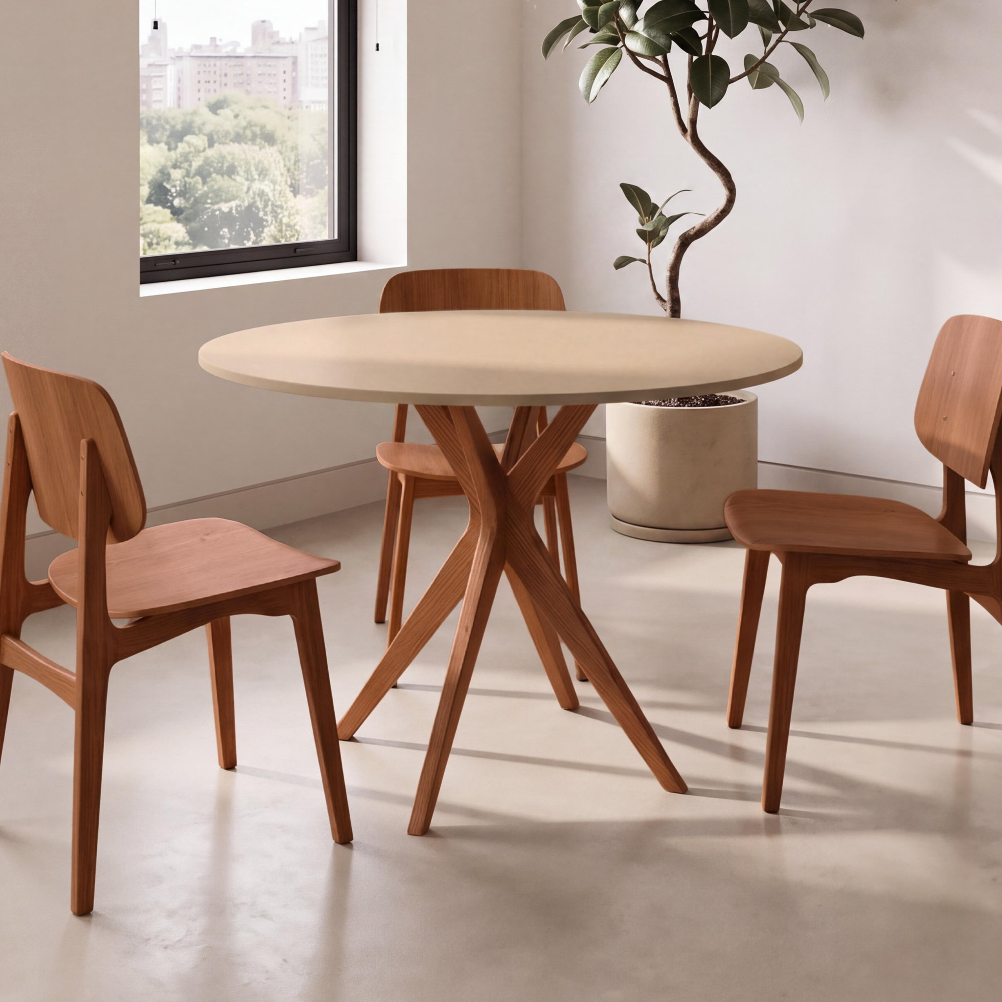 Voir la diapositive 2 : RAGABA Jubi Table à manger ronde | Pied en frêne