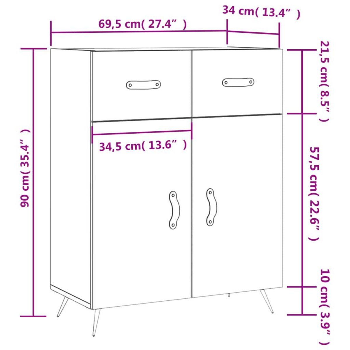 VIDAXL Buffet blanc 69,5x34x90 cm bois d'ingenierie