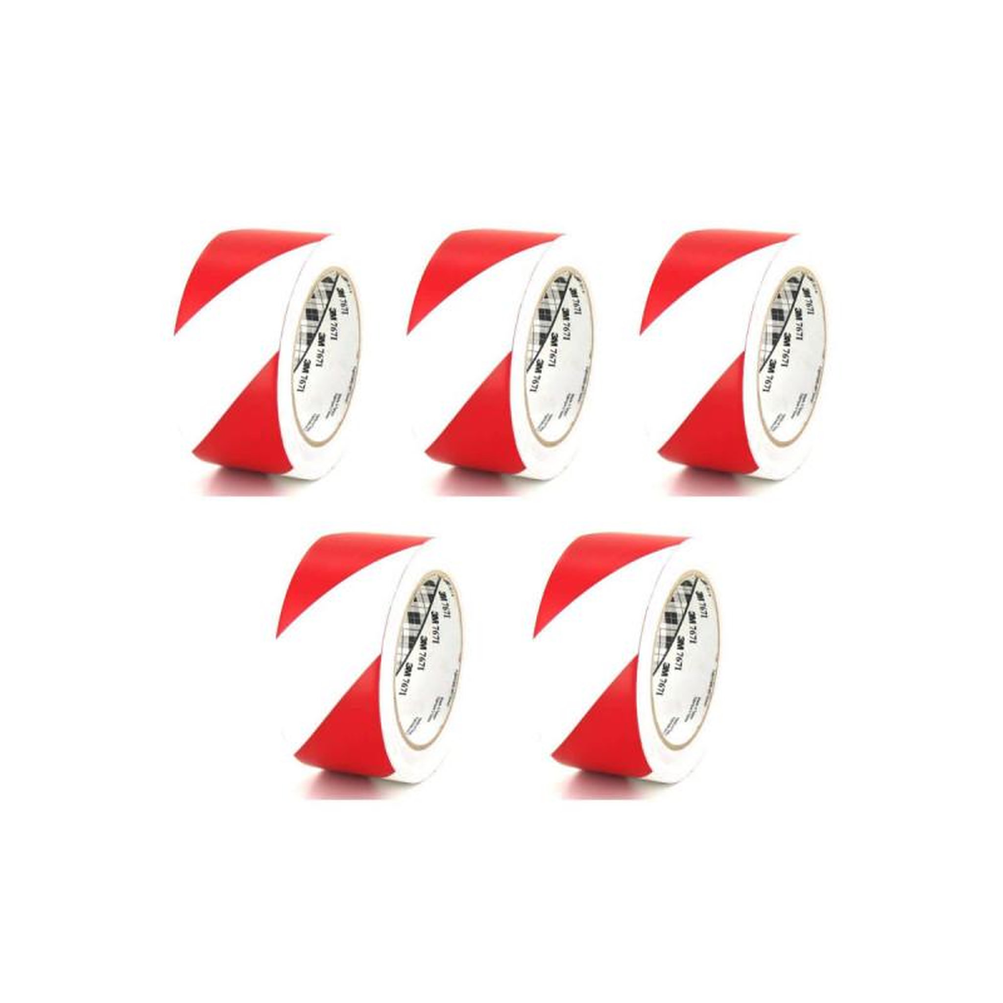 3M Lot de 5 rubans adhésifs vinyle - 3m - rouge et blanc - 50mm - 767-50