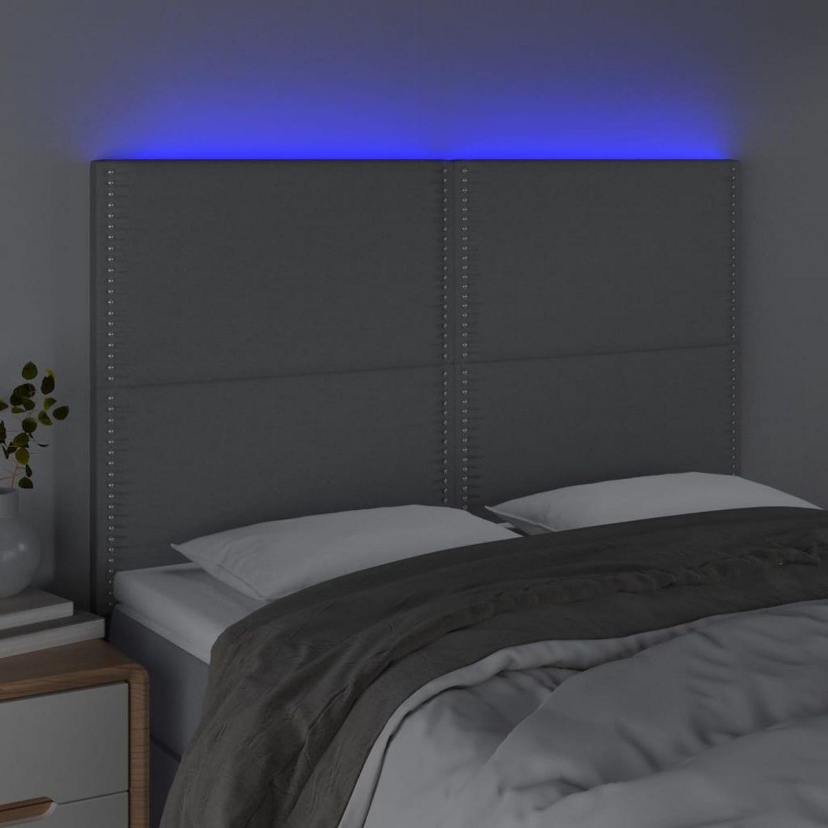 VIDAXL Tete de lit a LED Gris clair 144x5x118/128 cm Tissu