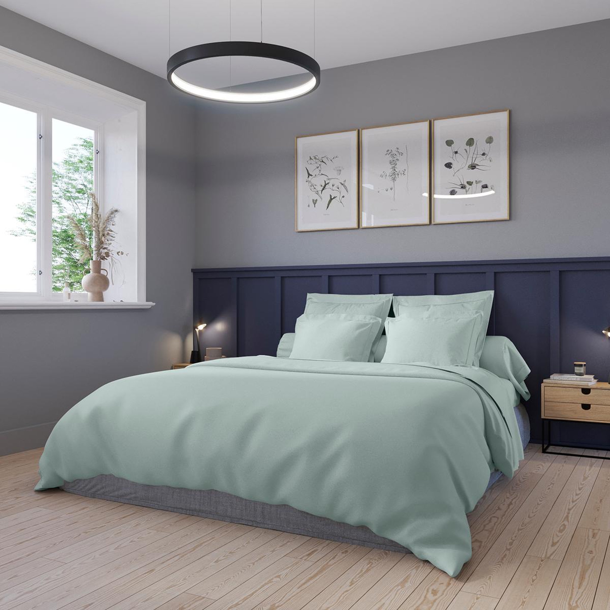 DODO Housse de couette harmonie satin de coton coloris menthe. Coloris disponibles : Vert