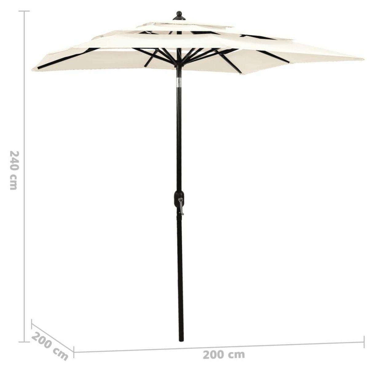 VIDAXL Parasol de jardin a 3 niveaux avec mat en aluminium sable 2x2 m