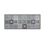 ID MARKET Tapis en vinyle effet carreaux de ciment noir et blanc 66 x 160 cm