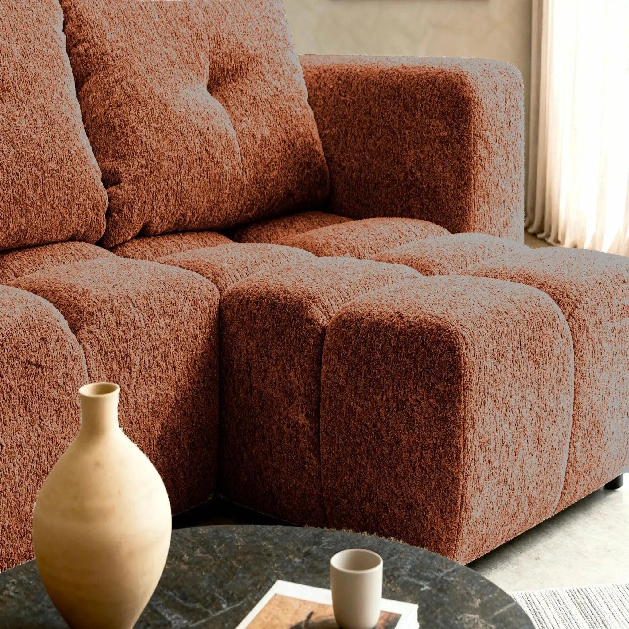 Voir la diapositive 5 : CASANOVA PARIS Romy mini - canapé d'angle convertible tissu chenille 2 places