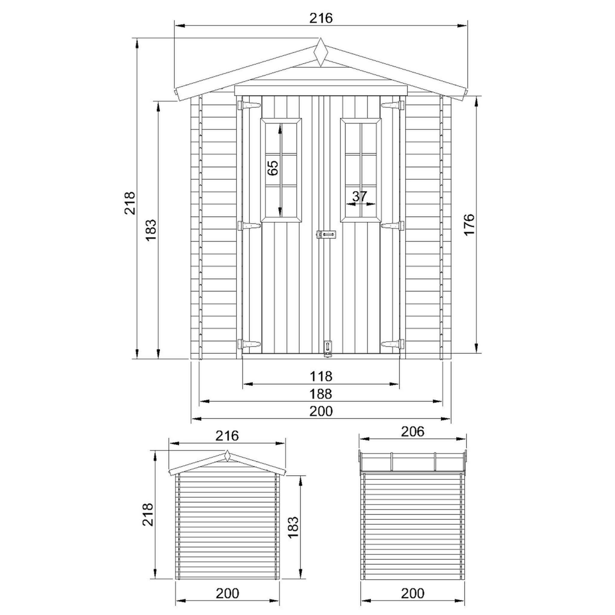 Voir la diapositive 6 : TIMBELA Abri de Jardin en Bois 3.53 m², Cabanon Jardin Exterieur à Outils et Velo M343C