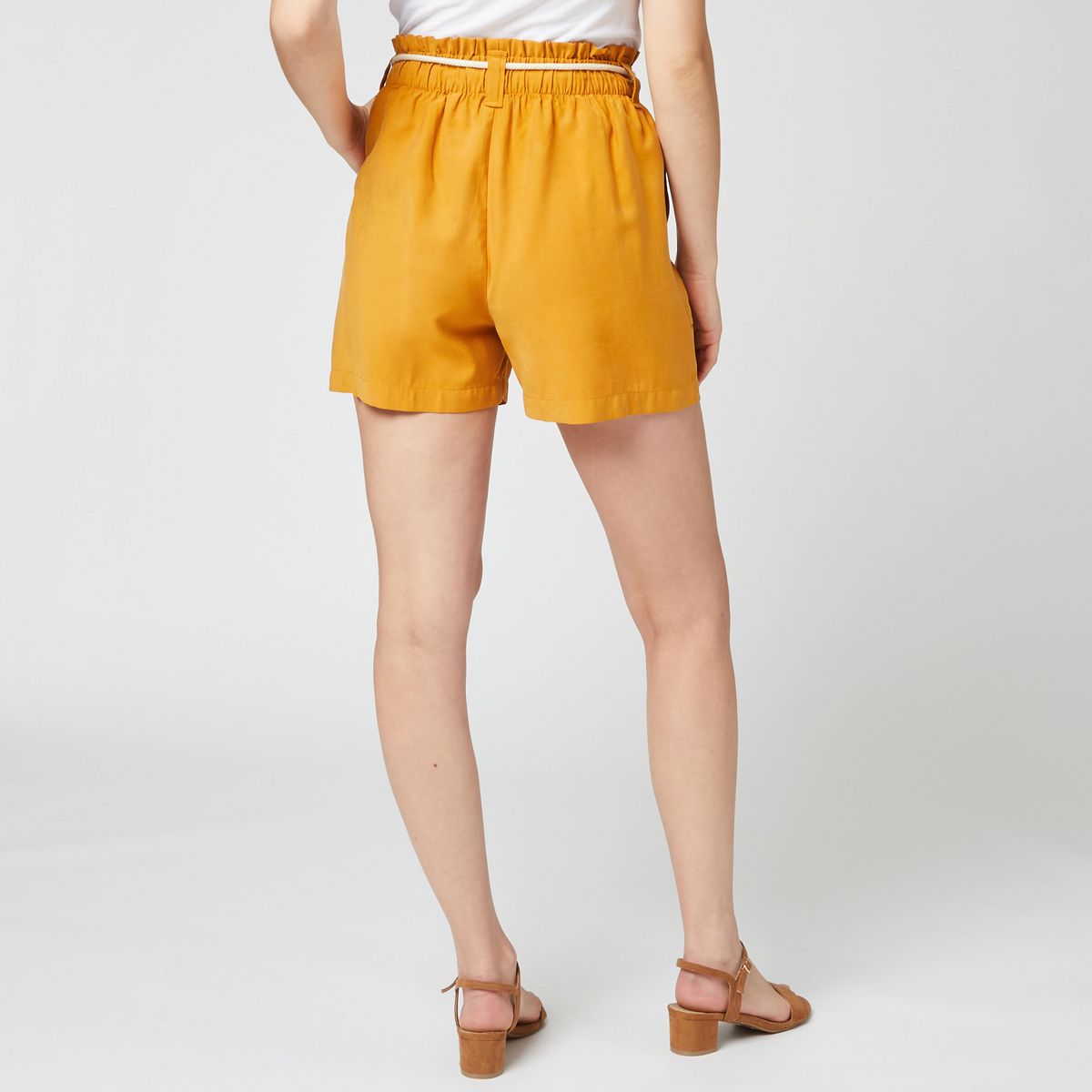 IN EXTENSO Short taille haute jaune moutarde femme