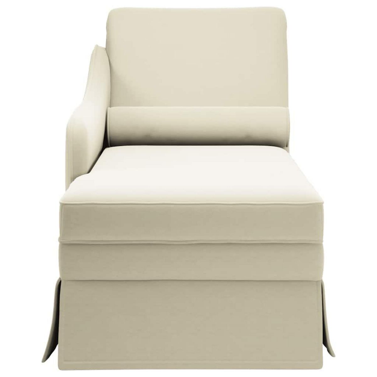 VIDAXL Fauteuil long avec traversin et accoudoir droit creme velours