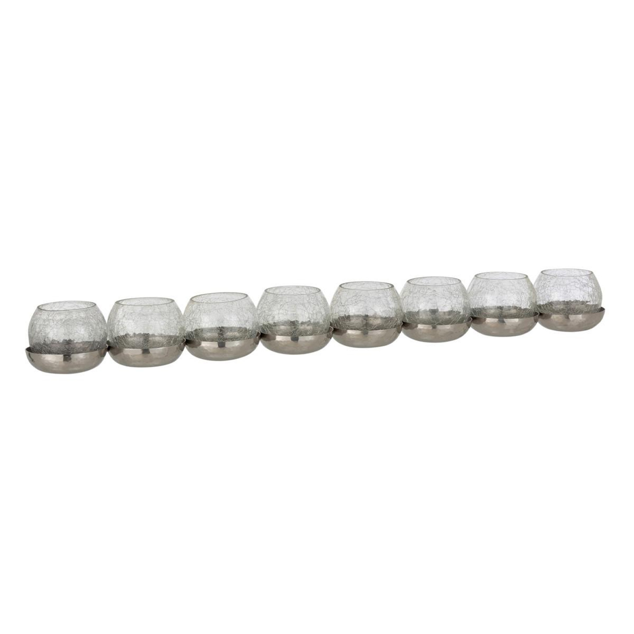 Voir la diapositive 1 : J-LINE Photophore verre craquelé  8 boules  71cm argent
