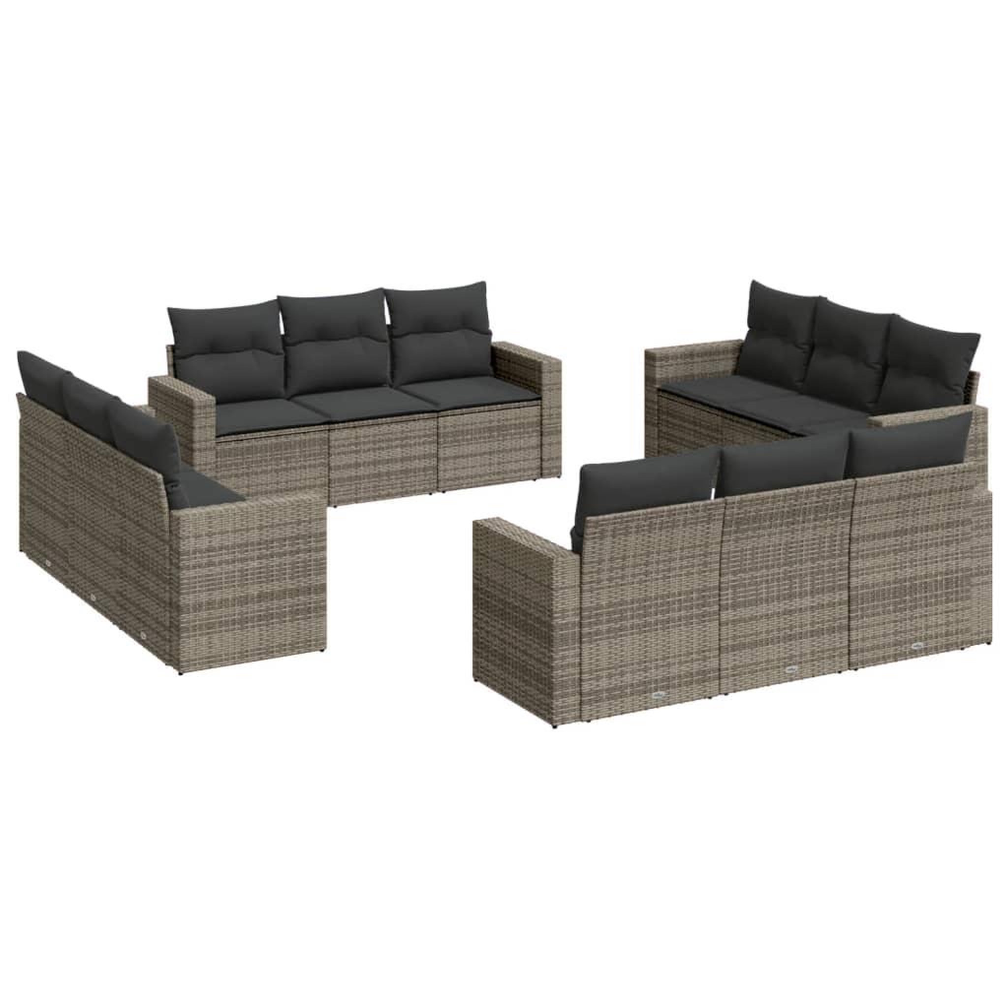 Voir la diapositive 2 : VIDAXL Salon de jardin avec coussins 12 pcs gris resine tressee