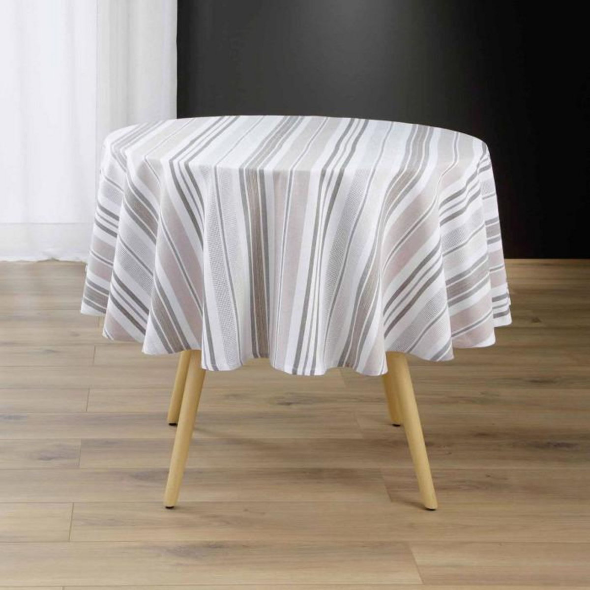 Paris Prix Nappe Ronde Imprimé  Melina  180cm Gris