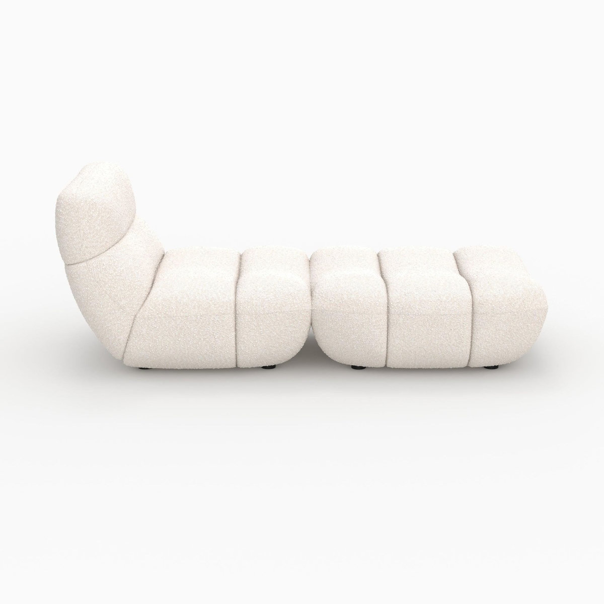 Rendez vous déco Ensemble fauteuil et pouf en tissu bouclé blanc-Teddy