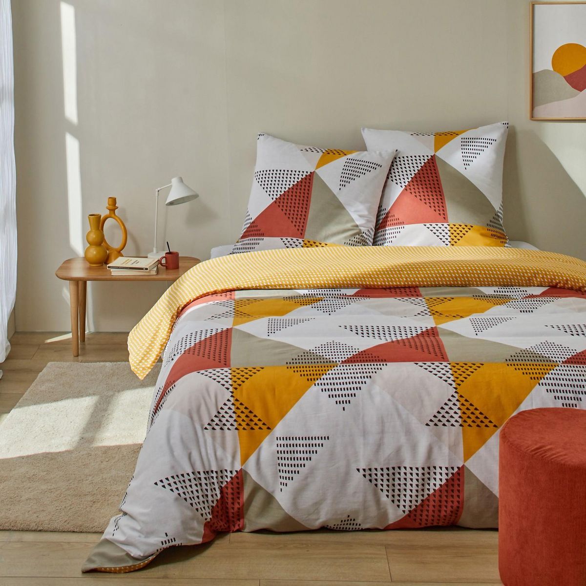 Home collection Parure housse de couette meo multico 240x220 + 2 taies d'oreillers 63x63cm