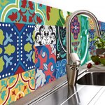HABITABLE Crédence adhésive design en PVC Jade - L. 200 x l. 40 cm - Multicolore