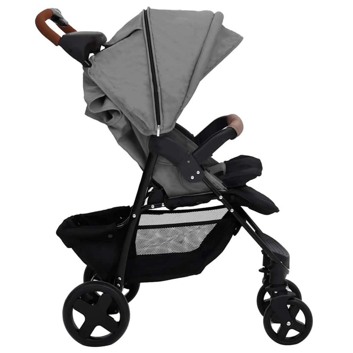 VIDAXL Poussette pour bebe 2-en-1 Gris clair Acier