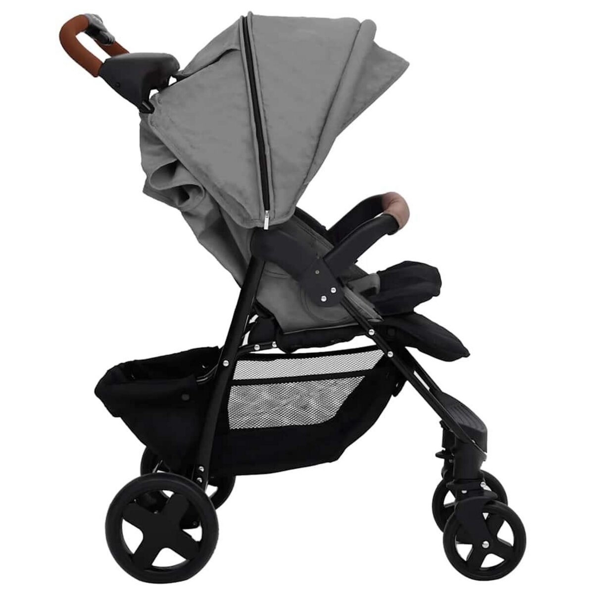 VIDAXL Poussette pour bebe 2-en-1 Gris clair Acier