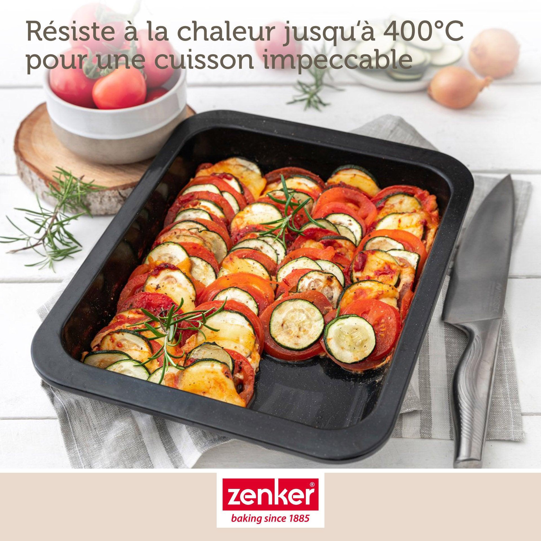 Voir la diapositive 4 : ZENKER Lot de 2 plats four 33/33 cm en acier émaillé avec 2 ustensiles zenker special cooking