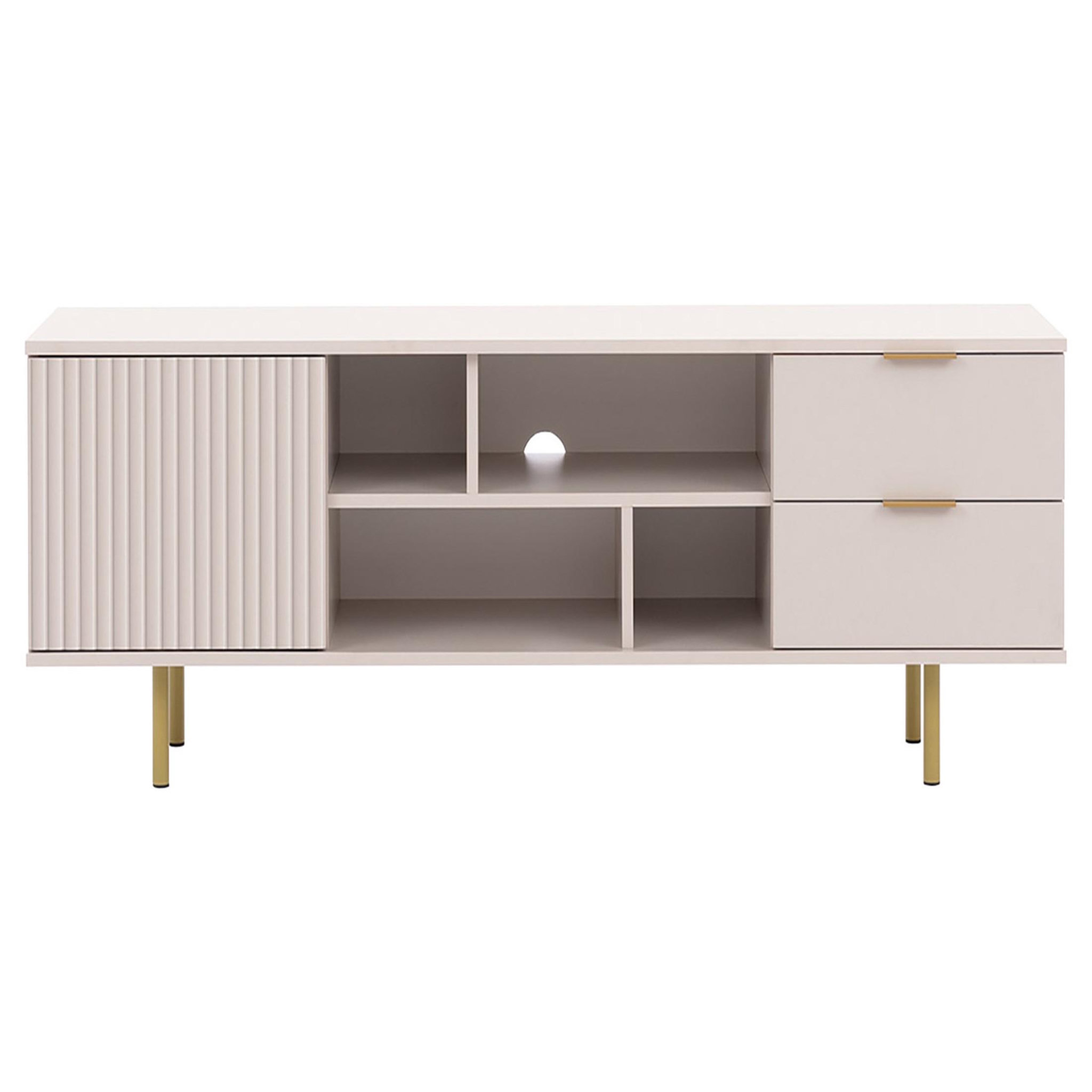 Voir la diapositive 3 : BEST MOBILIER Monica - meuble tv - beige - 4 niches et 2 portes - 150 cm
