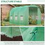 Voir la diapositive 6 : OUTSUNNY Serre de jardin tunnel surface sol 6 m² 3L x 2l x 2H m châssis tubulaire renforcé porte zippée 6 fenêtres enroulables vert