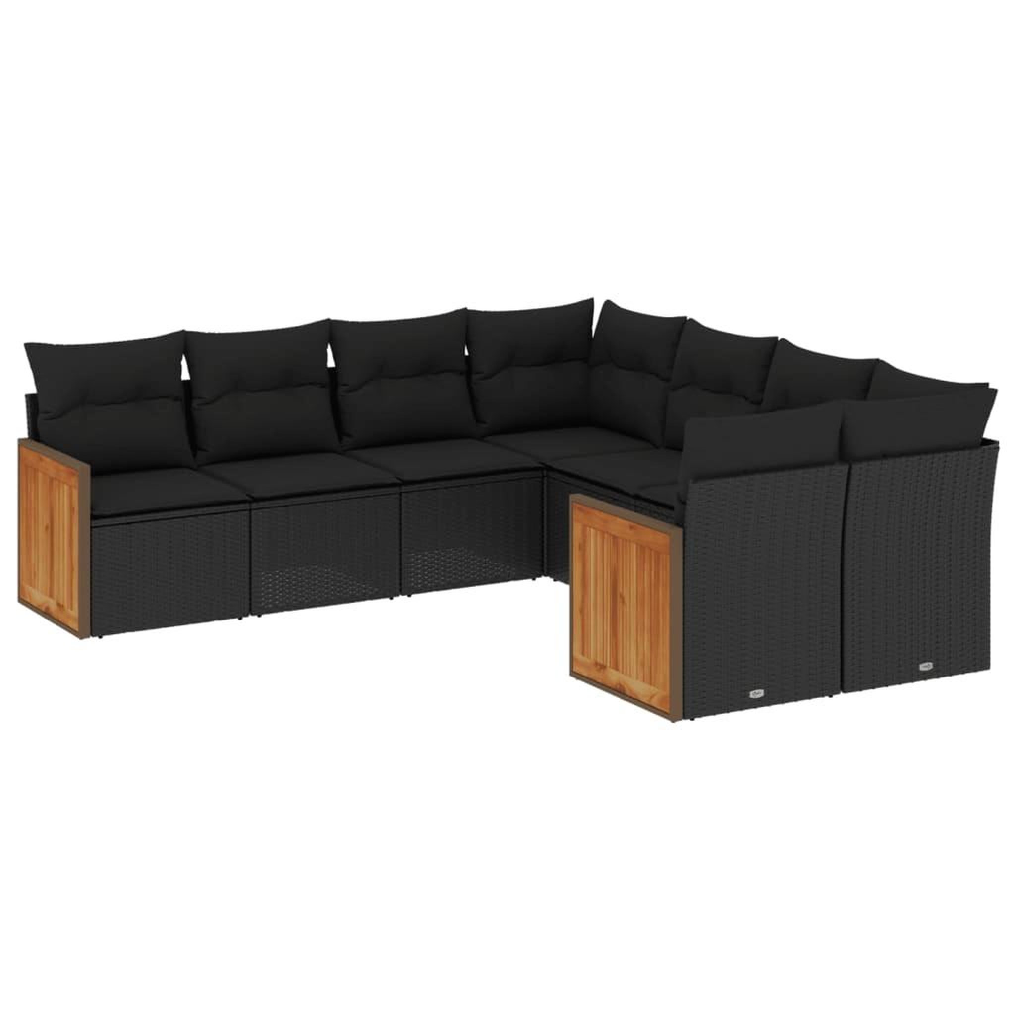 Voir la diapositive 2 : VIDAXL Salon de jardin 8 pcs avec coussins noir resine tressee