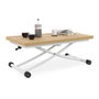 Voir la diapositive 1 : ID MARKET Table basse 2 en 1 relevable en table à manger rectangulaire URBANA 100 cm bois et blanc