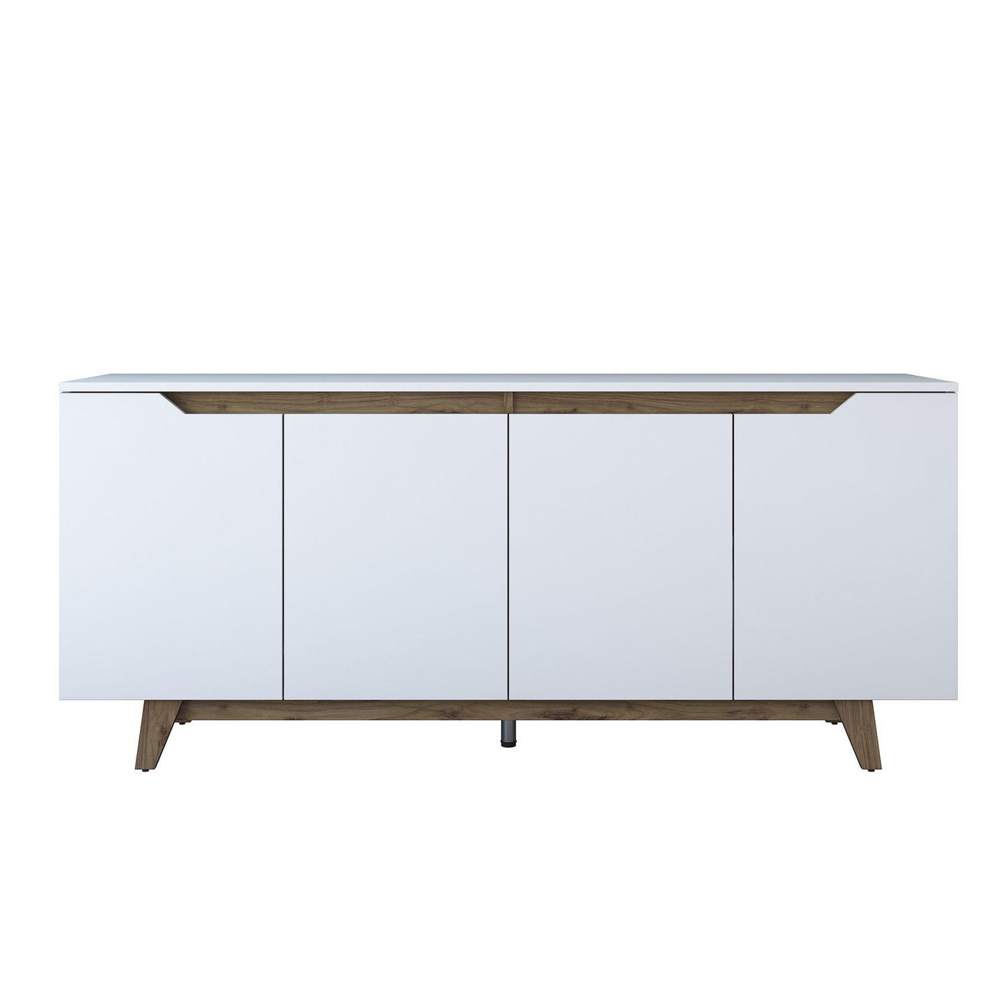 TOILINUX Buffet 4 portes en bois LUCAS - Blanc
