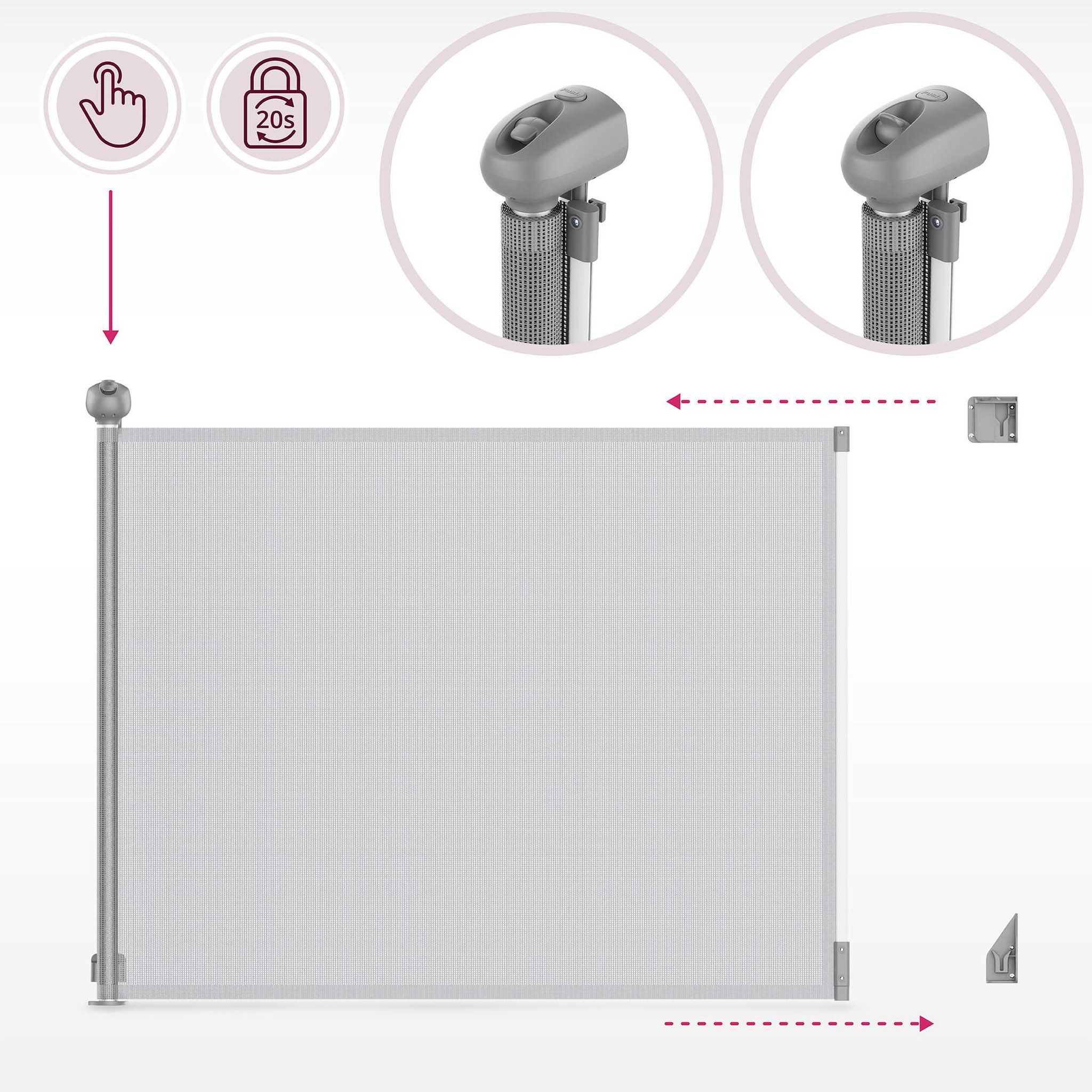 Voir la diapositive 4 : MOBY SYSTEM Barrière de sécurité rétractable Moby-System STAIRSAFE 140 cm avec verrouillage automatique