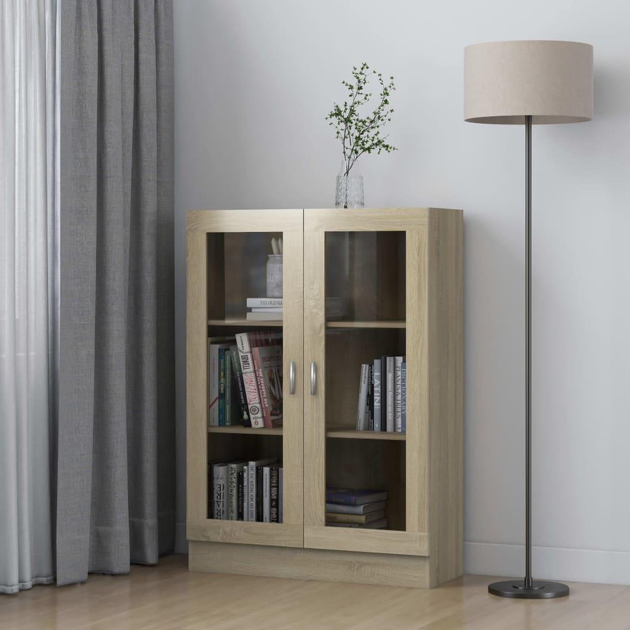 Voir la diapositive 1 : VIDAXL Armoire a vitrine Chene sonoma 82,5x30,5x115 cm Bois ingenierie