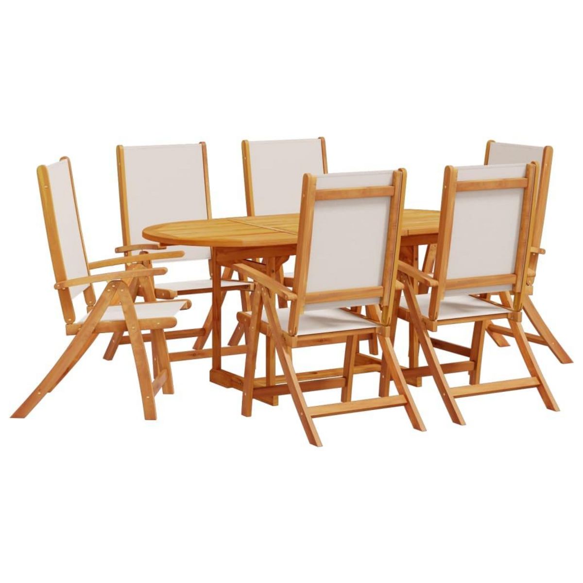 VIDAXL Ensemble a Manger de jardin 7pcs bois d'acacia solide textilene