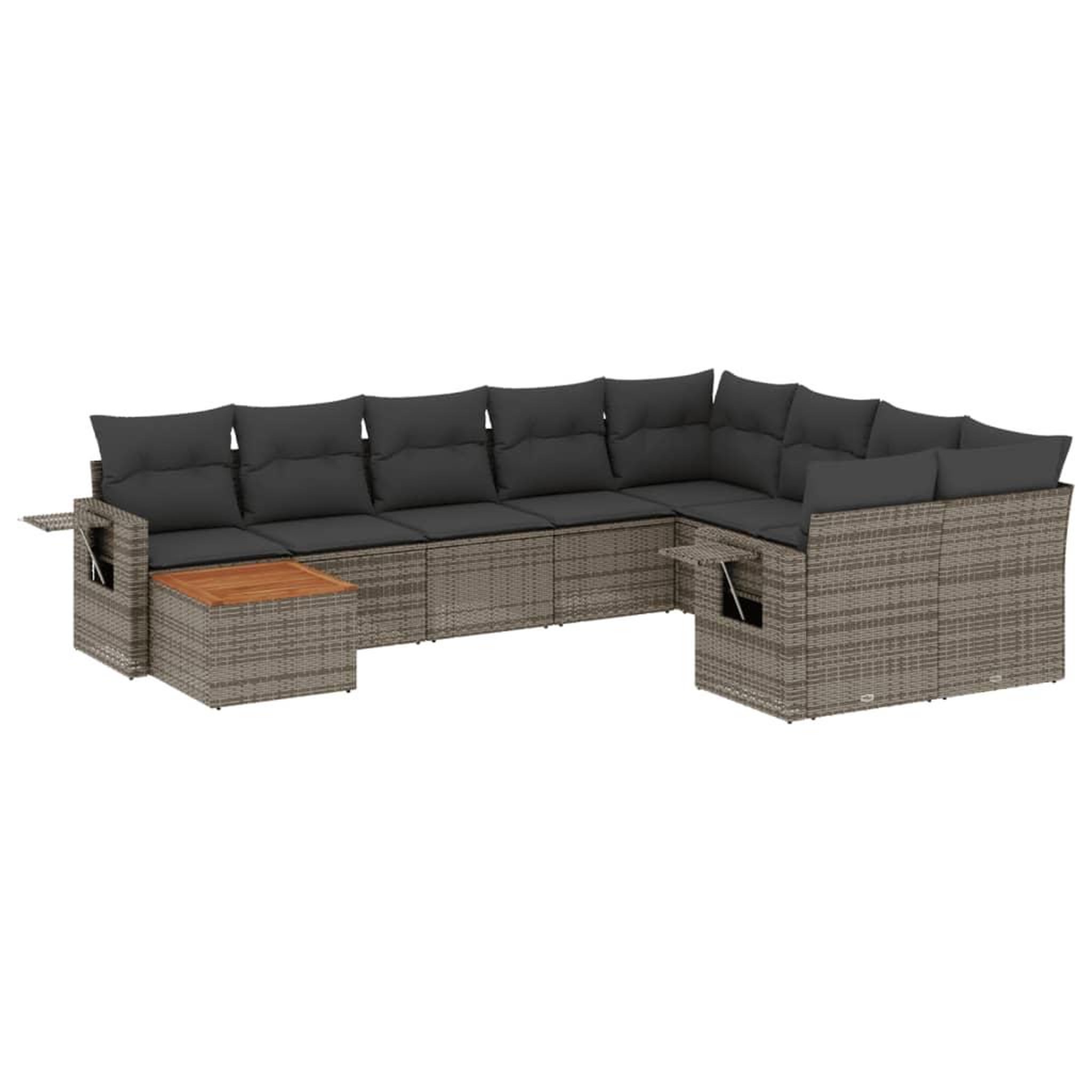 Voir la diapositive 2 : VIDAXL Salon de jardin avec coussins 10 pcs gris resine tressee