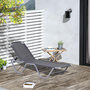 Voir la diapositive 2 : OUTSUNNY Bain de soleil transat design contemporain dossier inclinable multi-positions alu textilène gris