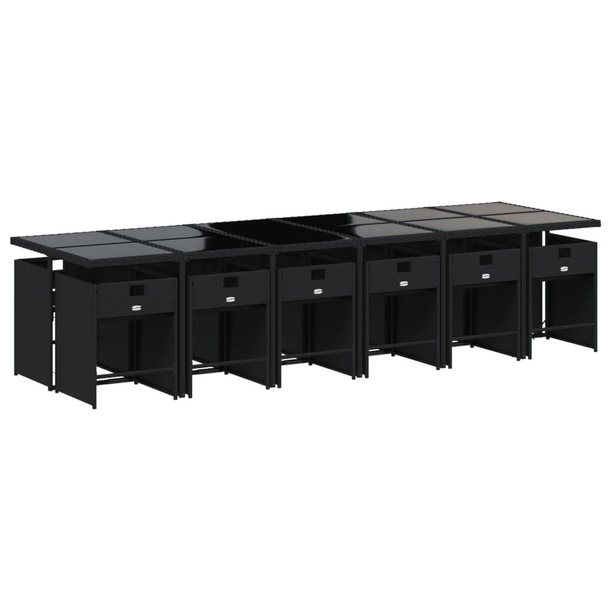 Voir la diapositive 3 : VIDAXL Ensemble a manger de jardin 13 pcs coussins noir resine tressee