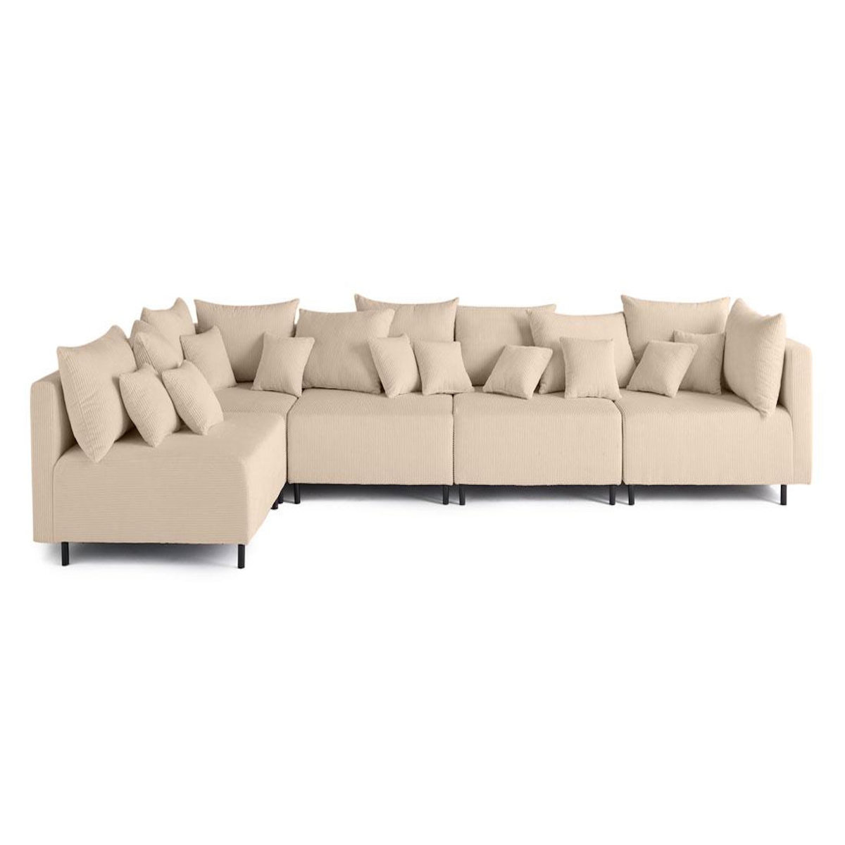 LISA DESIGN Edinburg - canapé modulable d'angle réversible 5 places - en velours côtelé
