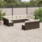 VIDAXL Salon de jardin avec coussins 13 pcs marron resine tressee