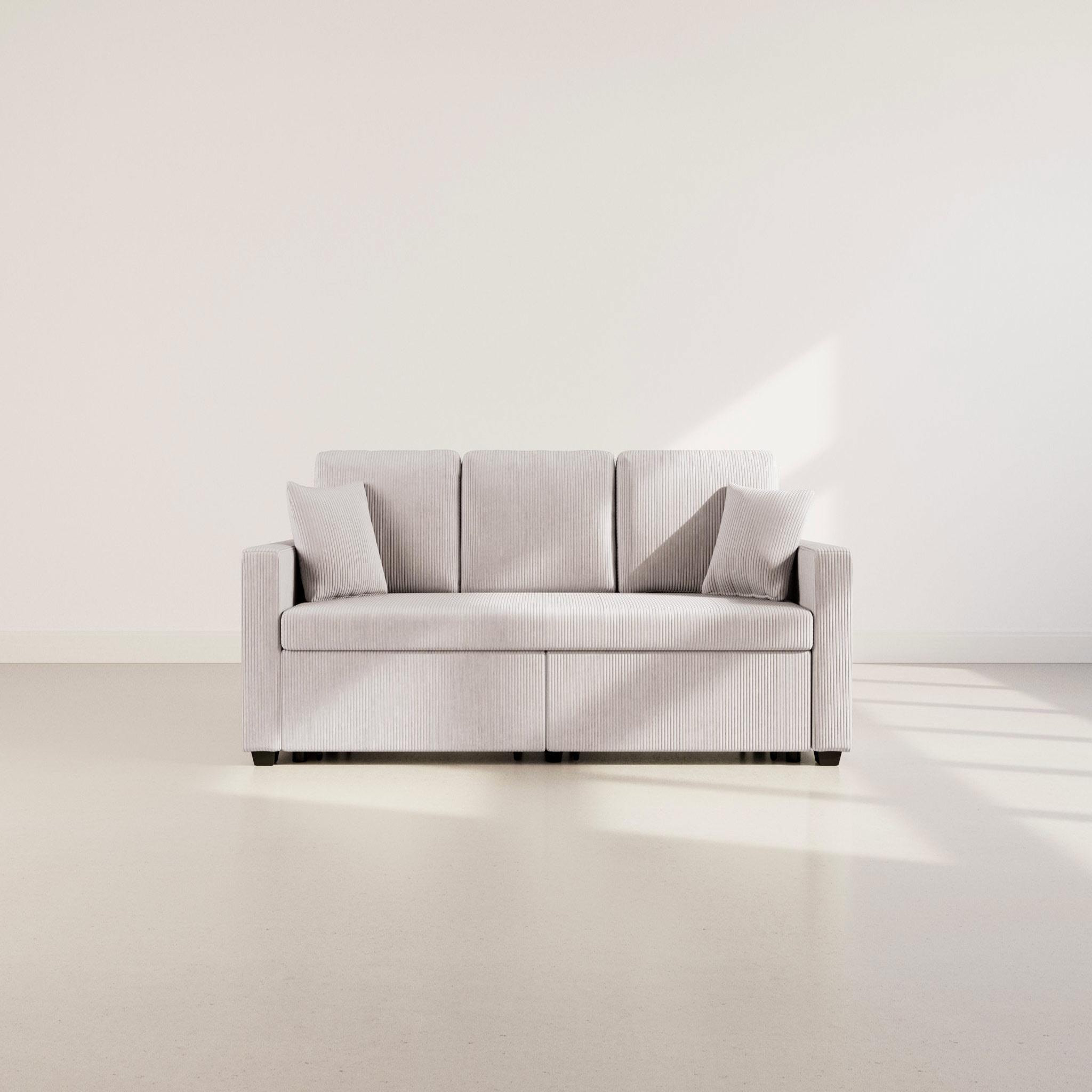 Voir la diapositive 6 : BEST MOBILIER Cyrus - canapé droit 3 places convertible en velours côtelé